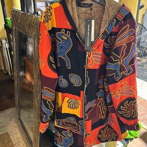 Oneine zipper jacket fur lined with hood 4xl